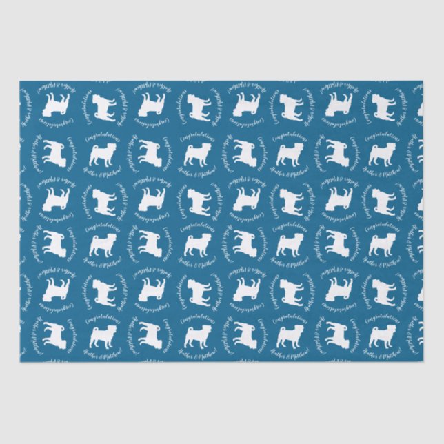 Pug Silhouette Baby Shower Tissue Paper (Front)