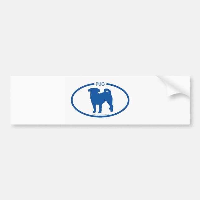 Pug Silhouette Bumper Sticker (Front)