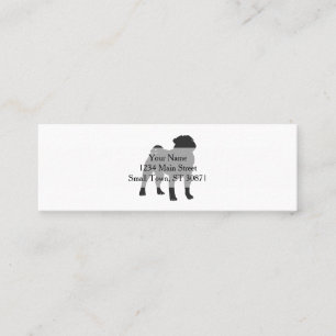 Pug  silhouette  - Choose background color Mini Business Card