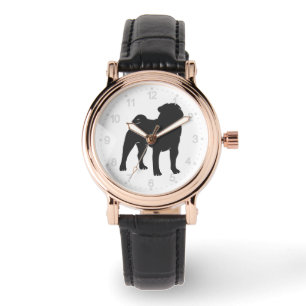 Pug silhouette - Choose background colour Watch