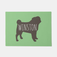 Pug Silhouette | Grey and Green Personalised