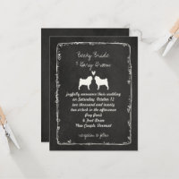Pug Silhouettes Dog Lover's Wedding Announcement