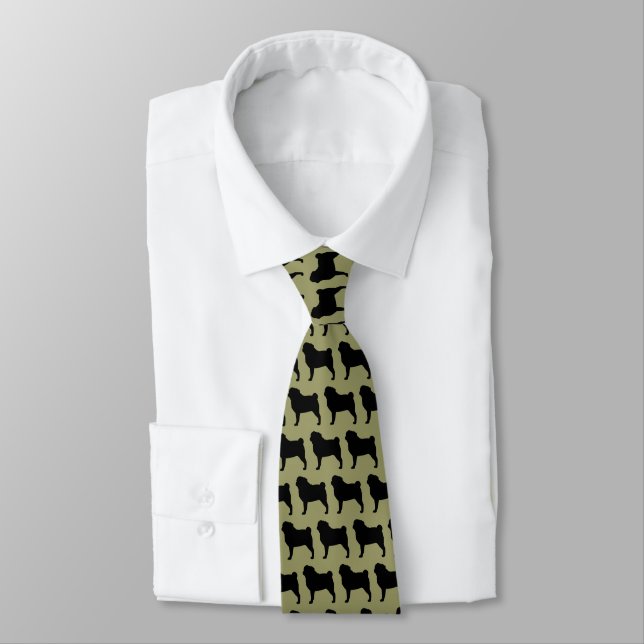 Pug Silhouettes | Dogs Pattern | Cool Canine Tie (Tied)