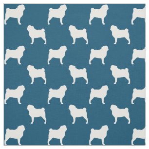 Pug Silhouettes Pattern Fabric