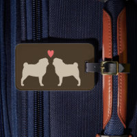 Pug Silhouettes with Heart Personalised Dog Lover