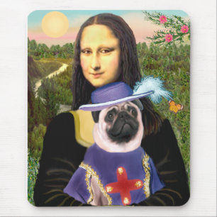 Pug (Sir) - Mona Lisa - Customised Mouse Pad
