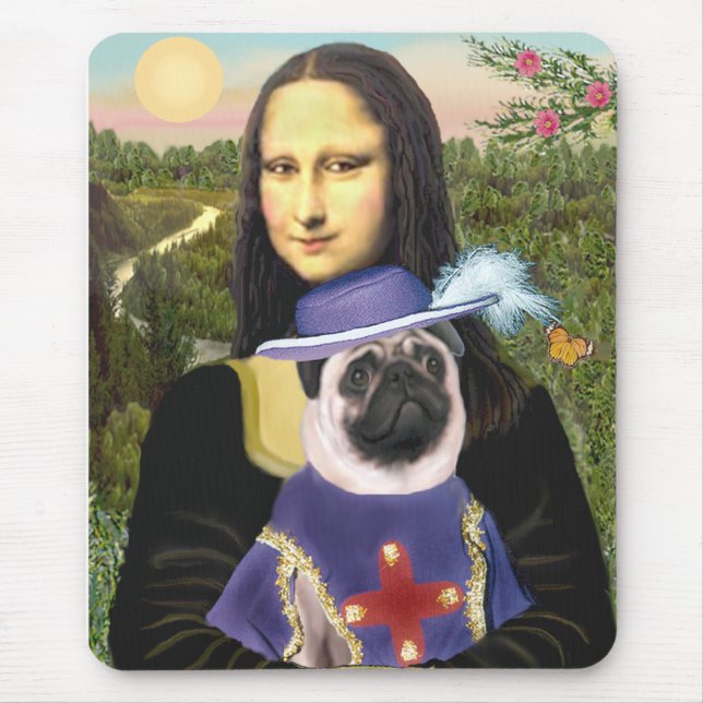 Pug (Sir) - Mona Lisa - Customised Mouse Pad (Front)