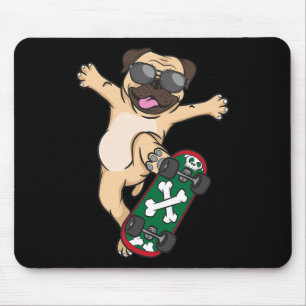 Pug Skateboard Dog Lover Puppy Funny Skater Skateb Mouse Pad