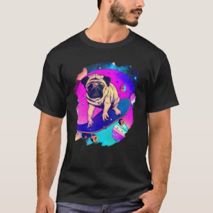 Pug Skateboarding in Outer Space Retro Vintage Ska T-Shirt