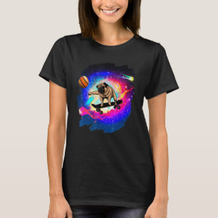 Pug Skateboarding in Outer Space Retro Vintage Ska T-Shirt