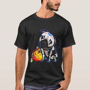 Pug Skull Rose Halloween Dog Lover Gift Tee