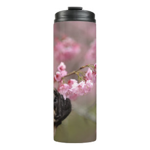 Pug Smelling Cherry Blossoms Thermal Tumbler