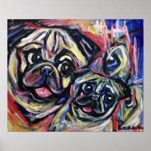 Pug smile abstract print