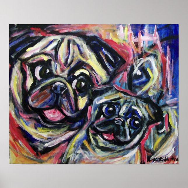 Pug smile abstract print (Front)