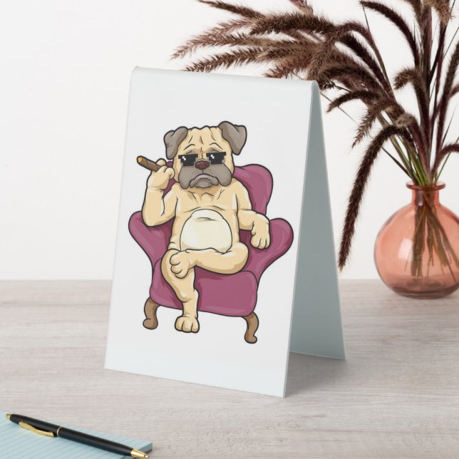 Pug Smoking Cigar | Really Cool Pug Dog (In SItu (Table))