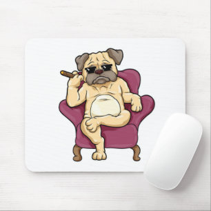 Pug Smoking Cigar Really Cool Pug Dog Mouse Pad