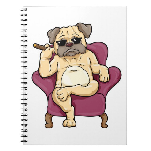 Pug Smoking Cigar | Really Cool Pug Dog Notebook (Front)