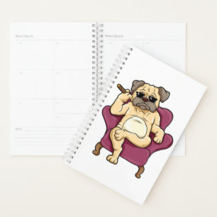 Pug Smoking Cigar Really Cool Pug Dog Planner