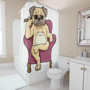 Pug Smoking Cigar   Really Cool Pug Dog Shower Curtain