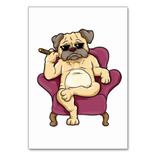 Pug Smoking Cigar   Really Cool Pug Dog Table Number