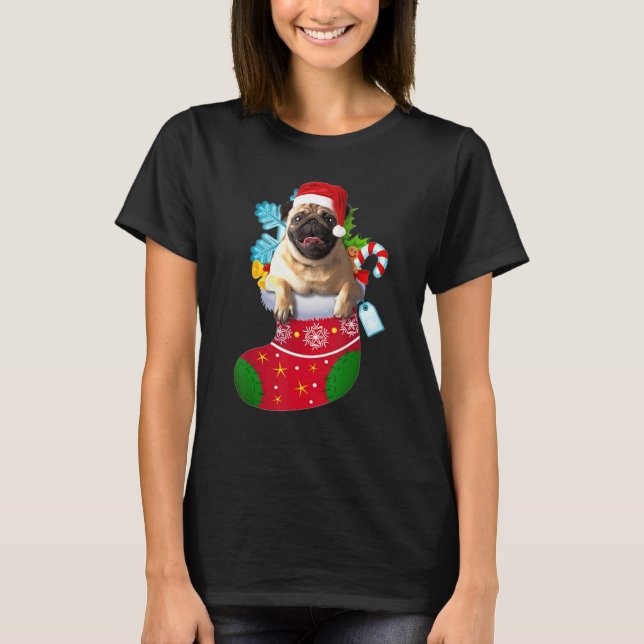 Pug Sock Christmas Decoration Xmas T-Shirt (Front)