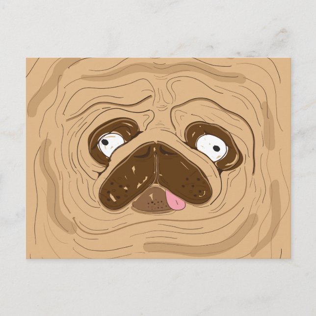 Pug Spreading Wrinkles Face Postcard (Front)