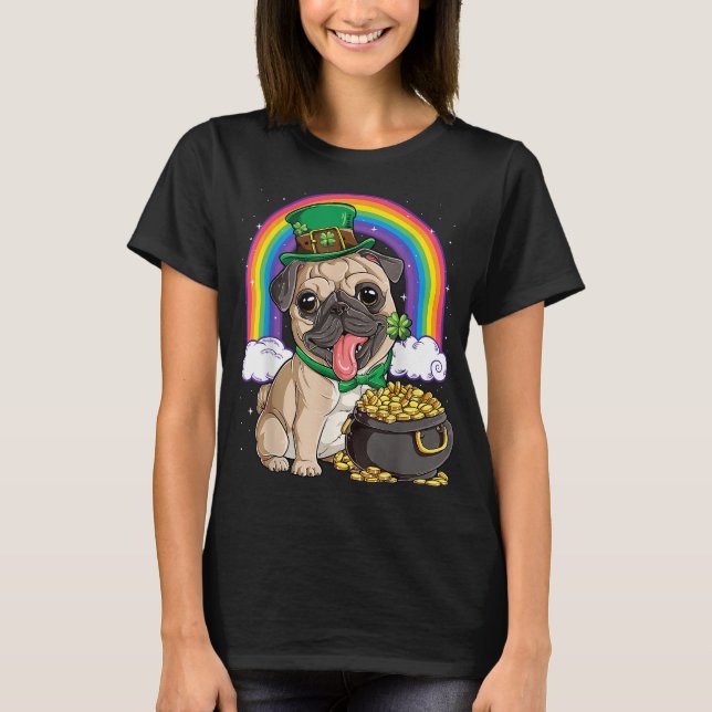 Pug St Patricks Day Boys Kids Men Leprechaun Dog L T-Shirt (Front)
