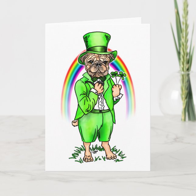 Pug St Patrick's Day Card (Front)