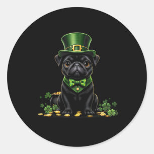 Pug St Patricks Day Cute Pug Leprechaun Hat Shamro Classic Round Sticker