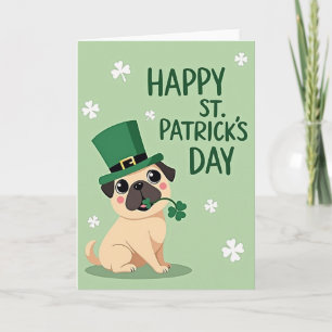 Pug St Patricks Day Happy Card
