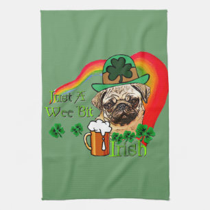 Pug St Patricks Tea Towel