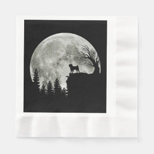 Pug Stand On Mountain Spooky Halloween Moon Napkin