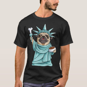 Pug Statue of Liberty 4th of July Men Women Dog T-Shirt