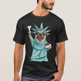 Pug Statue of Liberty for Men Women Boys Girls Kid T-Shirt