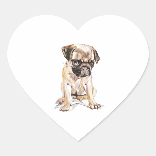 Pug Sticker –  Heart Sticker, Dog Lover (Front)