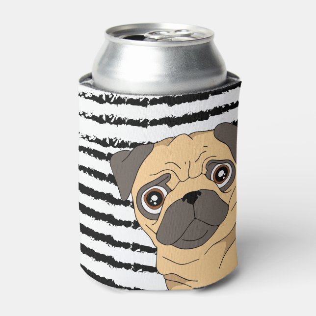 Pug striped design can cooler (Can Front)