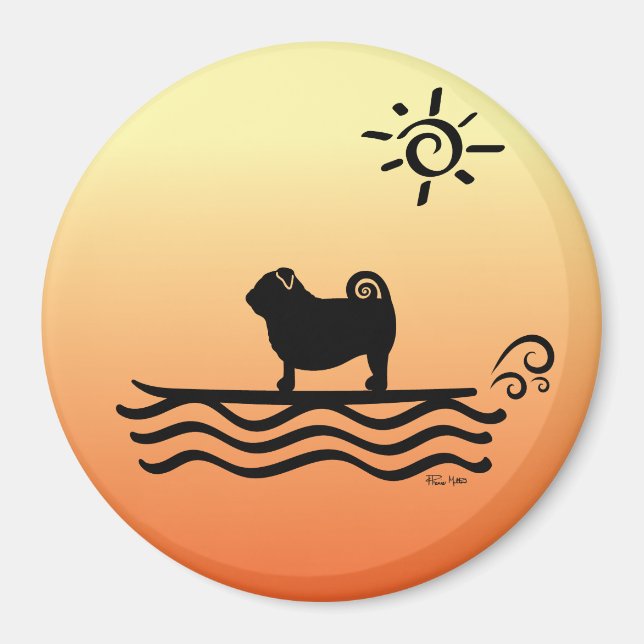 Pug Surf Magnet (Front)