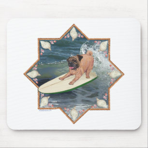 Pug Surfer Dude Mouse Pad