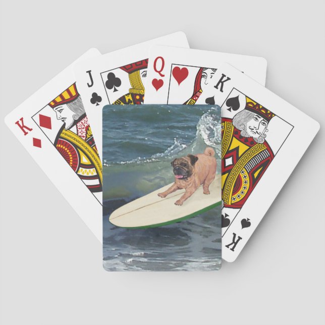 Pug Surfer Dude Playing Cards (Back)