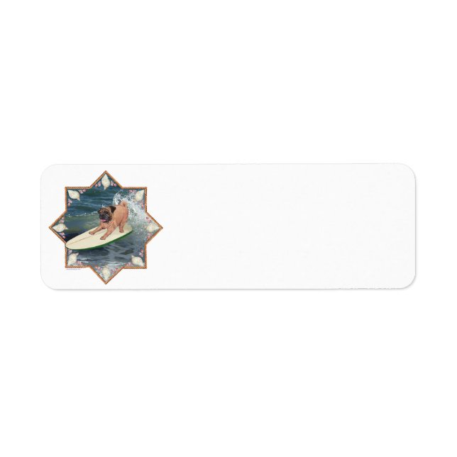Pug Surfer Dude Return Address Label (Front)
