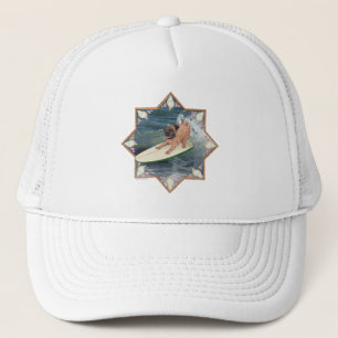 Pug Surfer Dude Trucker Hat