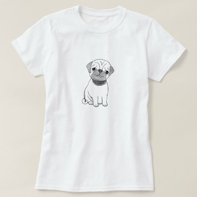 Pug T-shirt Cute Pet Pug Puppy Dog Graphic Tee (Design Front)