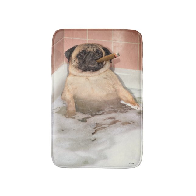 Pug Taking Bubble Bath Mat (Front Vertical)