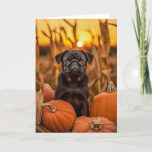 Pug Thanksgiving Holiday Card