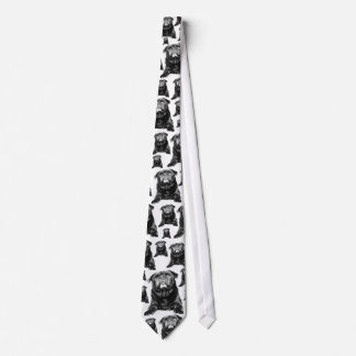 PUG Tie Black Pug on White