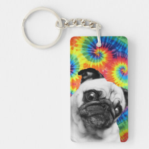 Pug Tie Dye Key Ring