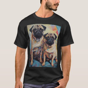 Pug Treat Party - Cubist Pugs Artwork - Geometric T-Shirt