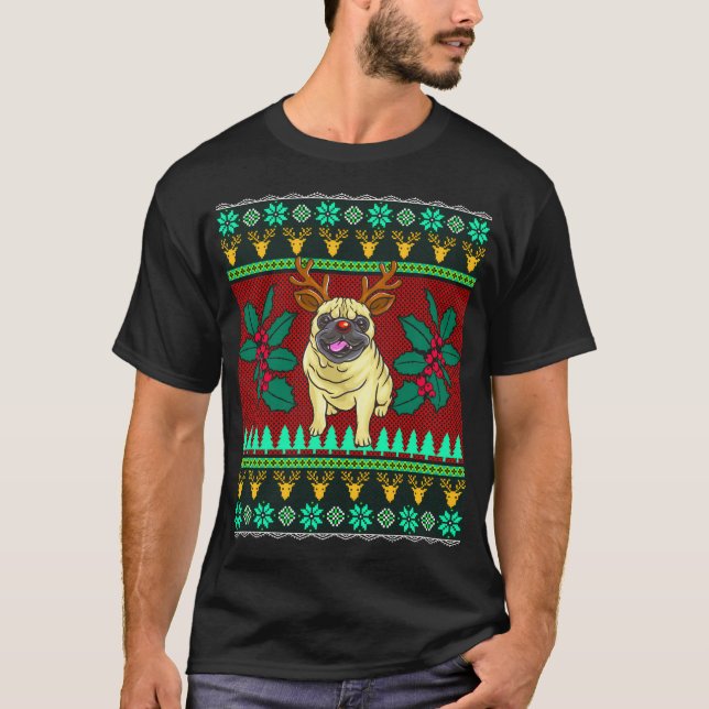 Pug Ugly Christmas Sweater Style For Pugly Lovers (Front)