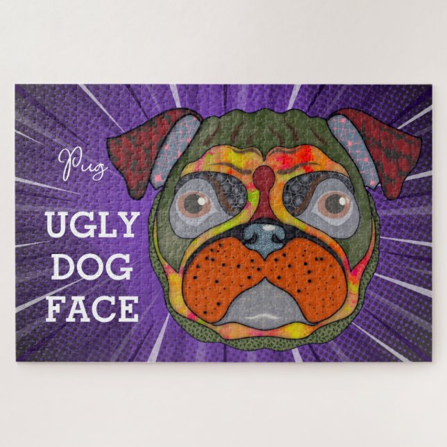 Pug ugly dog face 1000 piece   jigsaw puzzle (Horizontal)