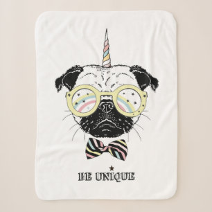 Pug Unicorn Be Unique Sherpa Blanket